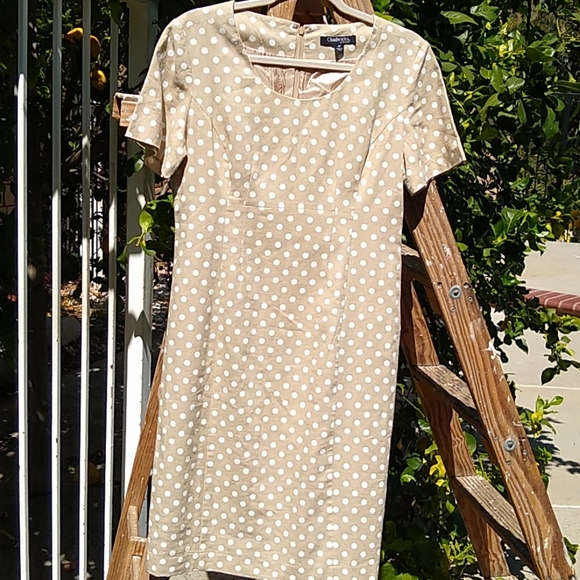 Chadwicks Dresses & Skirts - Chadwicks Linen Pencil Dress Nude Polka-Dot 4P